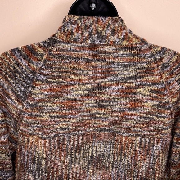 MEDIUM SONOMA BEIGE PRINT KNIT SWEATER LONG SLEEVE OPEN FRONT - Picture 7 of 11